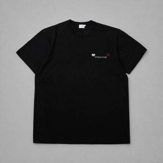 Black KnT Shirt on neutral studio gray background